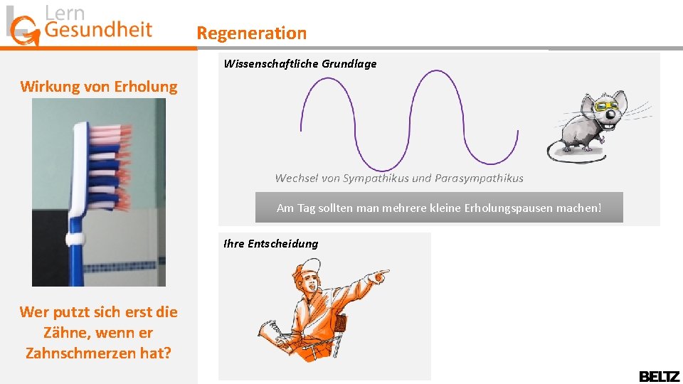 Regeneration Wissenschaftliche Grundlage Wirkung von Erholung Wechsel von Sympathikus und Parasympathikus Am Tag sollten