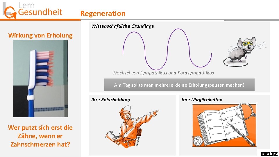 Regeneration Wissenschaftliche Grundlage Wirkung von Erholung Wechsel von Sympathikus und Parasympathikus Am Tag sollte