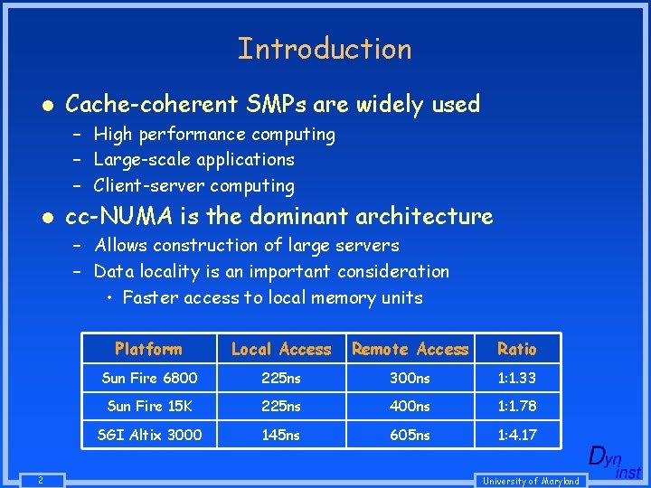 Introduction l Cache-coherent SMPs are widely used – High performance computing – Large-scale applications Introduction l Cache-coherent SMPs are widely used – High performance computing – Large-scale applications