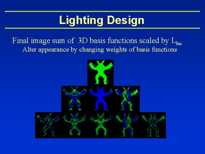 Lighting Design Final image sum of 3 D basis functions scaled by Llm Alter