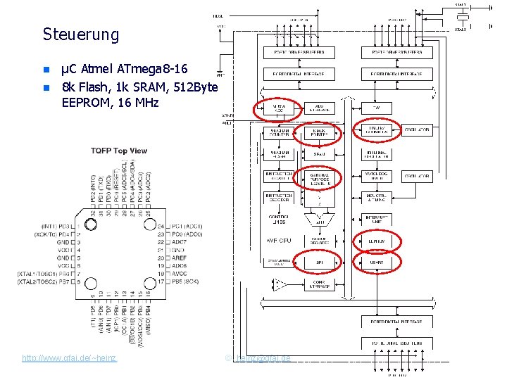 Steuerung n n µC Atmel ATmega 8 -16 8 k Flash, 1 k SRAM,