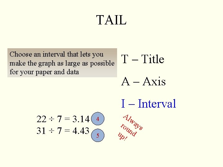 TAIL Choose an interval that lets you make the graph as large as possible