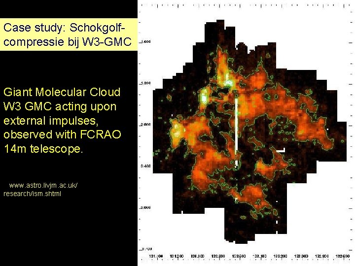 Case study: Schokgolfcompressie bij W 3 -GMC Giant Molecular Cloud W 3 GMC acting