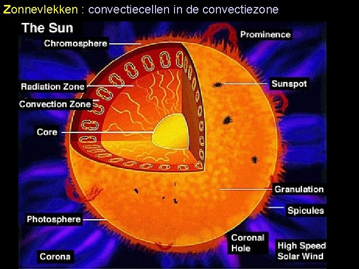 Zonnevlekken : convectiecellen in de convectiezone 