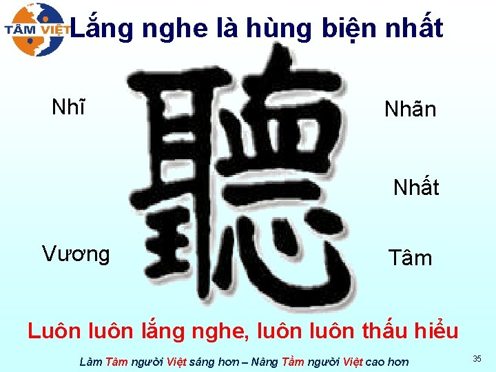 Lắng nghe là hùng biện nhất Nhĩ Nhãn Nhất Vương Tâm Luôn lắng nghe,