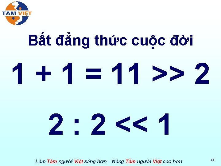 Bất đẳng thức cuộc đời 1 + 1 = 11 >> 2 2 :