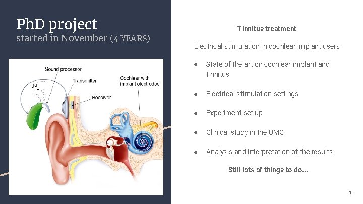 Ph. D project started in November (4 YEARS) Mechelen, Belgium Tinnitus treatment Electrical stimulation