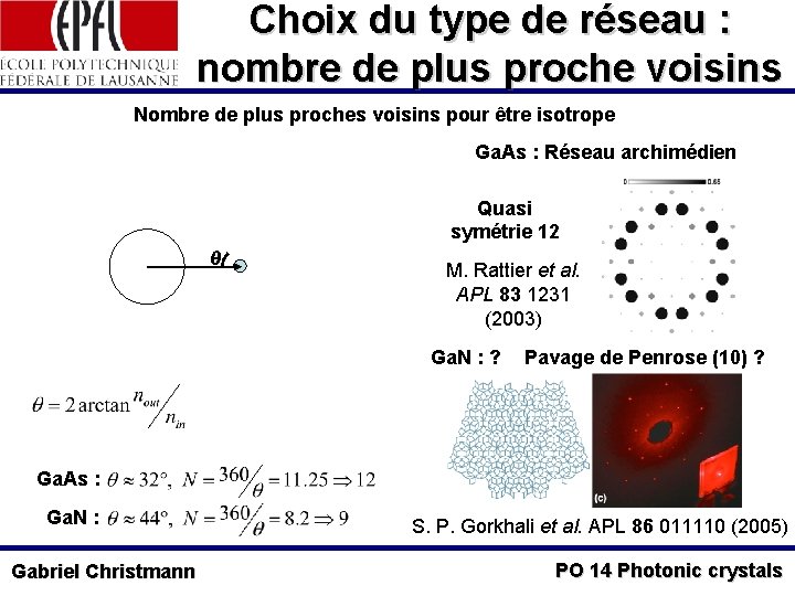 Choix du type de réseau : nombre de plus proche voisins Nombre de plus