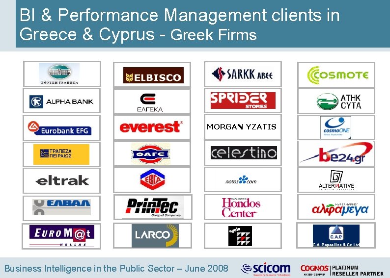 BI & Performance Management clients in Greece & Cyprus - Greek Firms MORGAN YZATIS