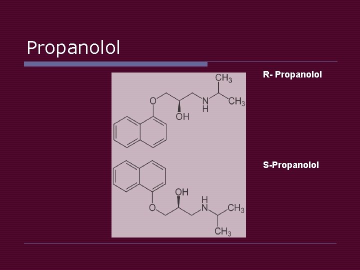 Propanolol R- Propanolol S-Propanolol Propanolol R- Propanolol S-Propanolol