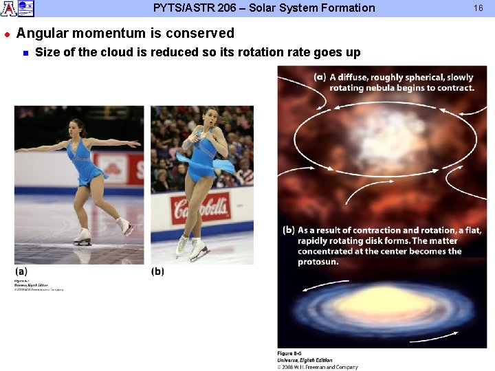 PYTS/ASTR 206 – Solar System Formation l Angular momentum is conserved n Size of PYTS/ASTR 206 – Solar System Formation l Angular momentum is conserved n Size of
