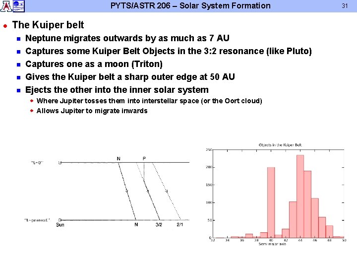 PYTS/ASTR 206 – Solar System Formation l The Kuiper belt n n n Neptune PYTS/ASTR 206 – Solar System Formation l The Kuiper belt n n n Neptune