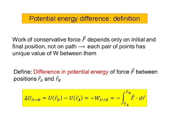 Potential energy difference: definition 