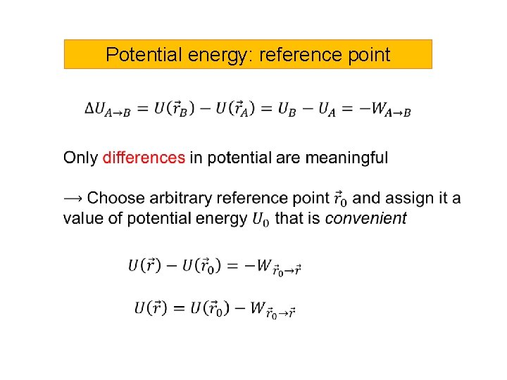 Potential energy: reference point 