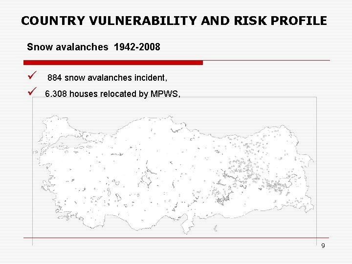 COUNTRY VULNERABILITY AND RISK PROFILE Snow avalanches 1942 -2008 ü ü 884 snow avalanches