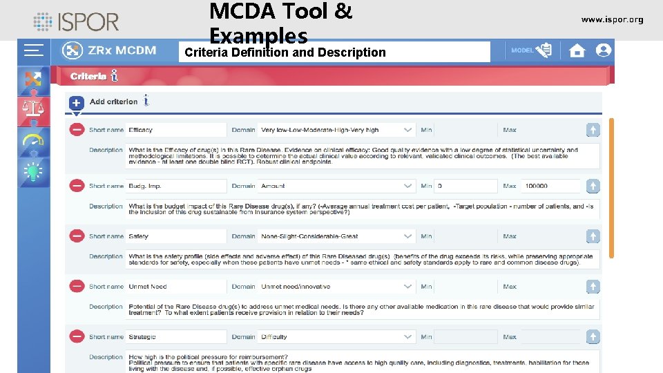 MCDA Tool & Examples Criteria Definition and Description 13 MCDA Tool & Examples Criteria Definition and Description 13