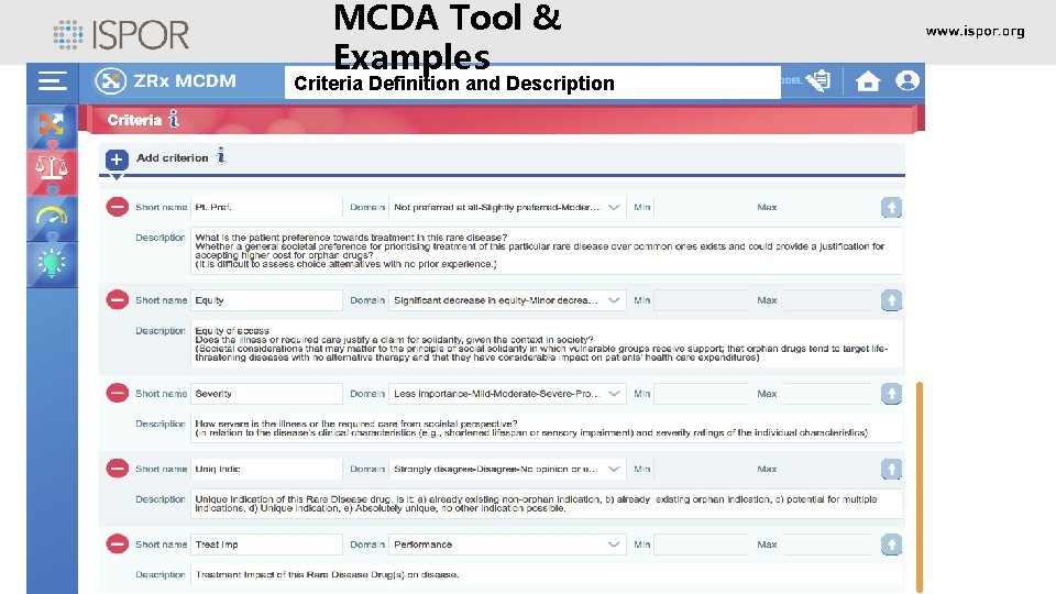 MCDA Tool & Examples Criteria Definition and Description 14 MCDA Tool & Examples Criteria Definition and Description 14