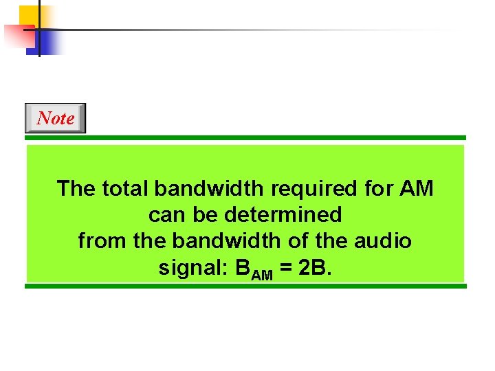 Note The total bandwidth required for AM can be determined from the bandwidth of