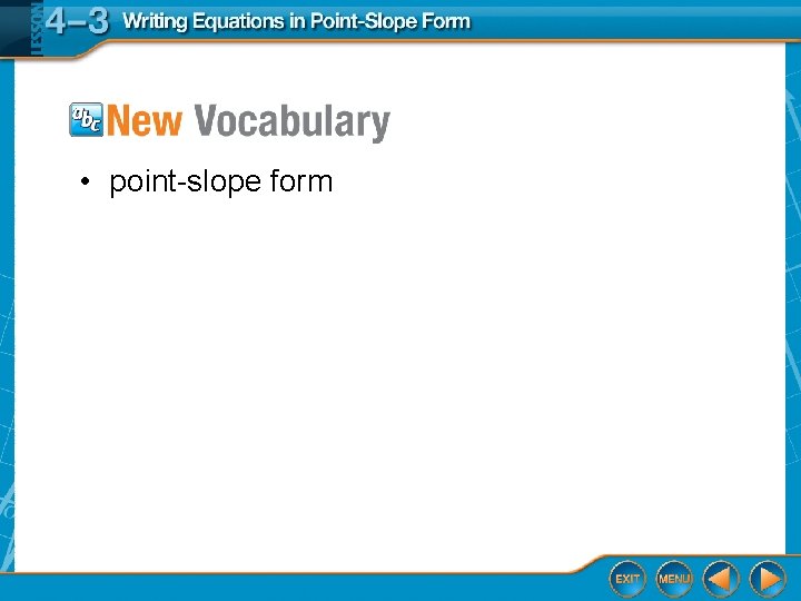  • point-slope form 