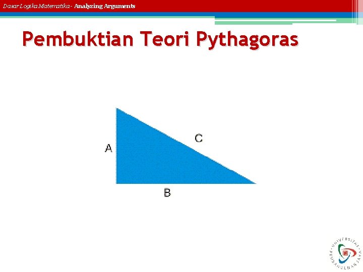 Dasar Logika Matematika - Analyzing Arguments Pembuktian Teori Pythagoras 