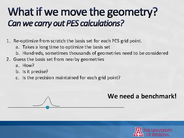 What if we move the geometry? Can we carry out PES calculations? 1. Re-optimize What if we move the geometry? Can we carry out PES calculations? 1. Re-optimize