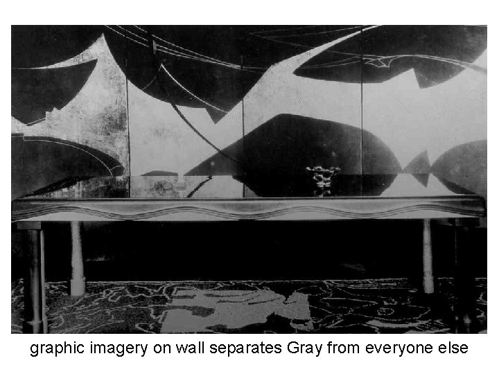 graphic imagery on wall separates Gray from everyone else 