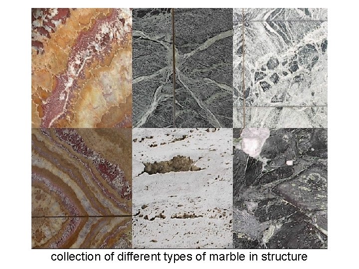 collection of different types of marble in structure 