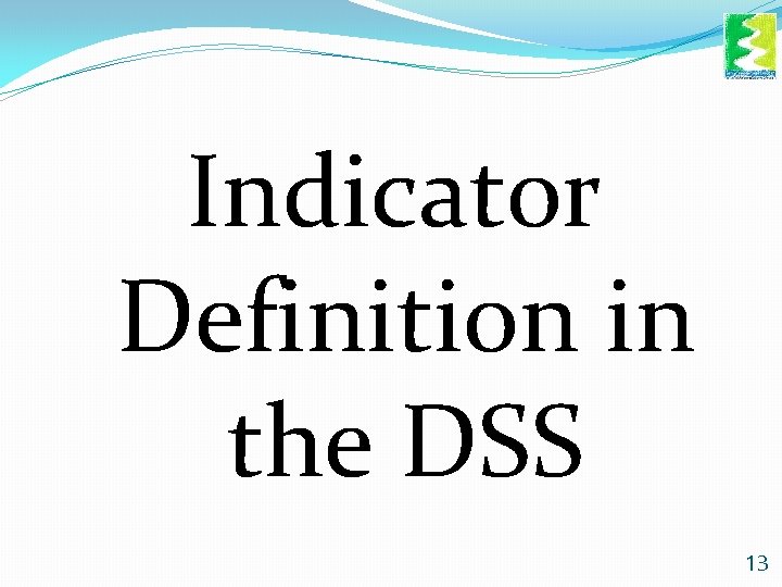 Indicator Definition in the DSS 13 