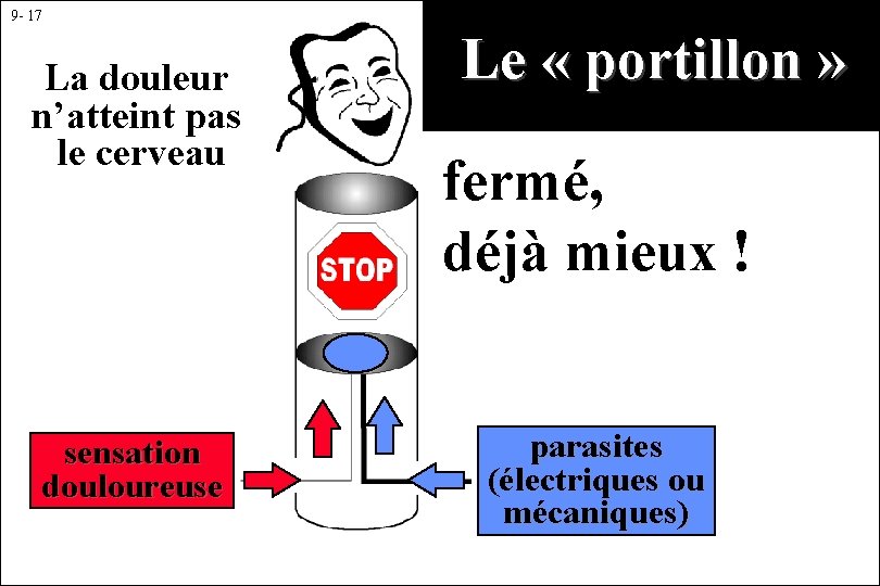 9 - 17 La douleur n’atteint pas le cerveau sensation douloureuse Le « portillon