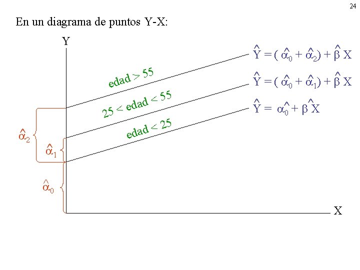 24 En un diagrama de puntos Y-X: Y ^ ^ Y = ( ^0