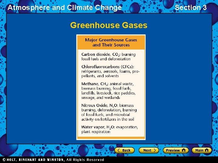 Atmosphere and Climate Change Greenhouse Gases Section 3 