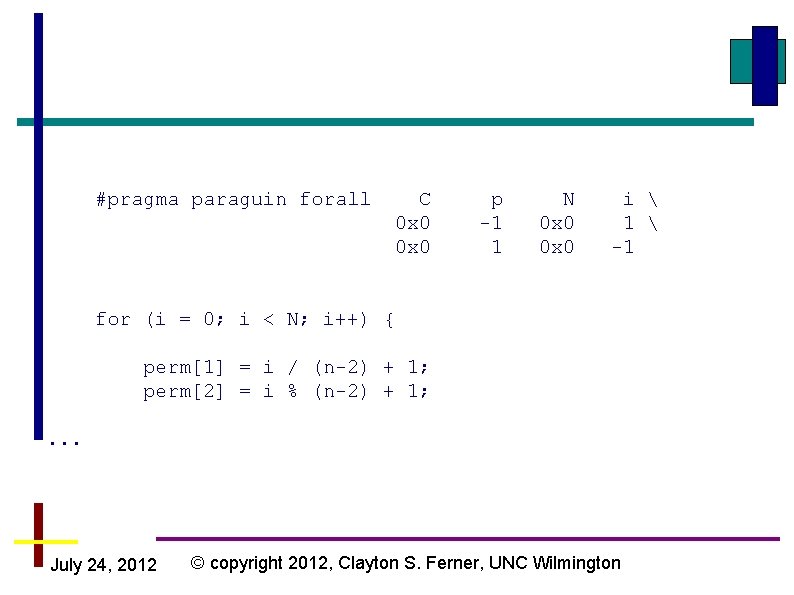 #pragma paraguin forall C 0 x 0 p -1 1 N 0 x 0