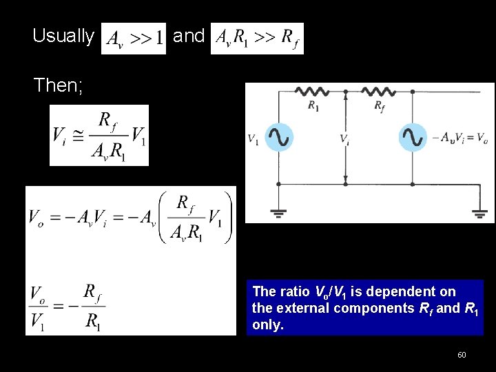 Usually and Then; The ratio Vo/V 1 is dependent on the external components Rf