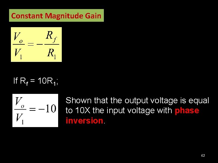 Constant Magnitude Gain If Rf = 10 R 1; Shown that the output voltage