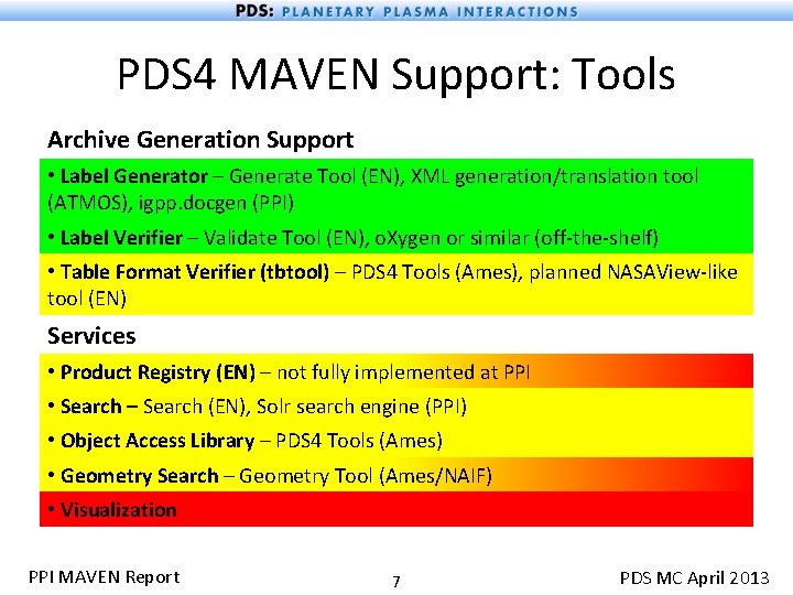 PDS 4 MAVEN Support: Tools Archive Generation Support • Label Generator – Generate Tool PDS 4 MAVEN Support: Tools Archive Generation Support • Label Generator – Generate Tool