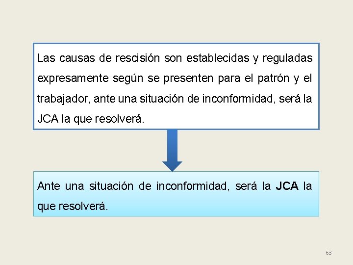 Las causas de rescisión son establecidas y reguladas expresamente según se presenten para el