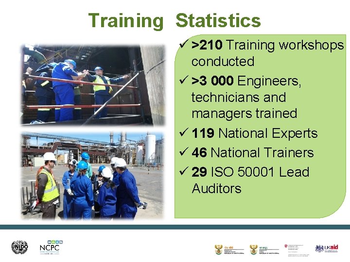 Training Statistics ü >210 Training workshops conducted ü >3 000 Engineers, technicians and managers