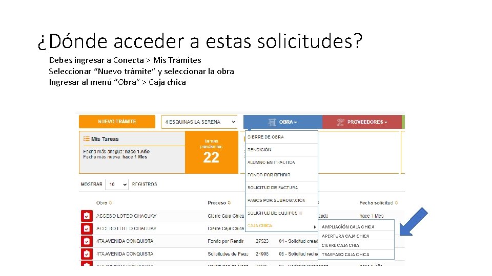 ¿Dónde acceder a estas solicitudes? Debes ingresar a Conecta > Mis Trámites Seleccionar “Nuevo