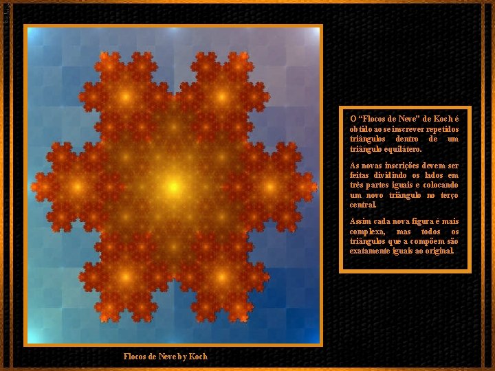 O “Flocos de Neve” de Koch é obtido ao se inscrever repetidos triângulos dentro