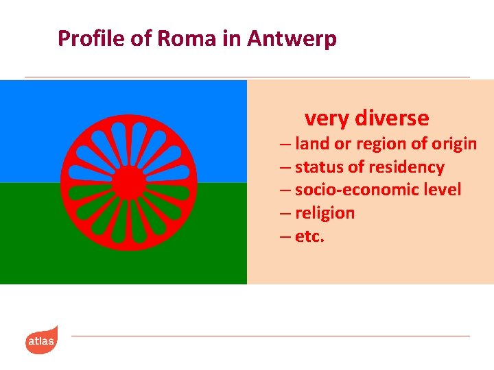 Profile of Roma in Antwerp Roma Arriving since end 90 s Refugees (Kosovo) Others