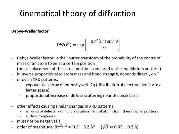 Kinematical theory of diffraction 