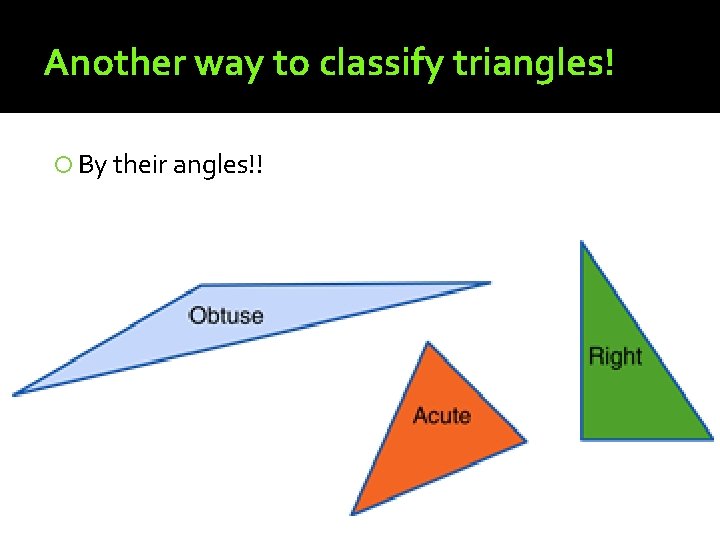 Another way to classify triangles! By their angles!! 