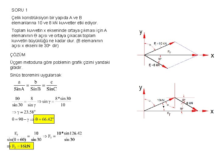 SORU 1 Çelik konstrüksiyon bir yapıda A ve B elemanlarına 10 ve 8 k.