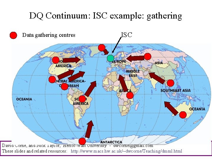DQ Continuum: ISC example: gathering Data gathering centres ISC David Corne, and Nick Taylor,