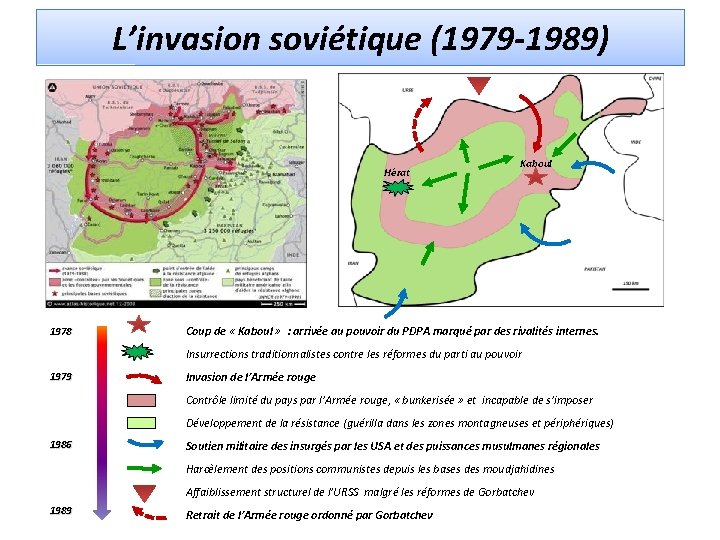 L’invasion soviétique (1979 -1989) Hérat 1978 Kaboul Coup de « Kaboul » : arrivée