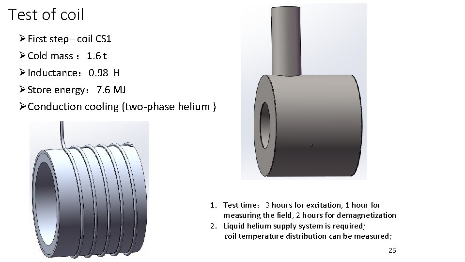 Test of coil ØFirst step– coil CS 1 ØCold mass ： 1. 6 t
