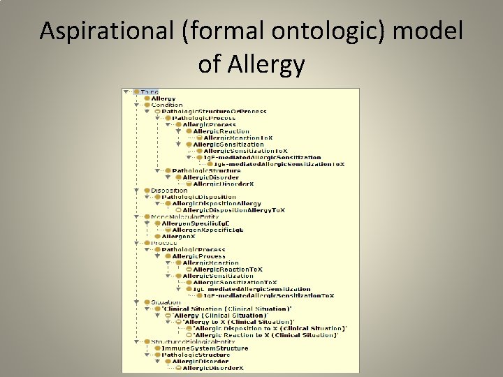 Aspirational (formal ontologic) model of Allergy 