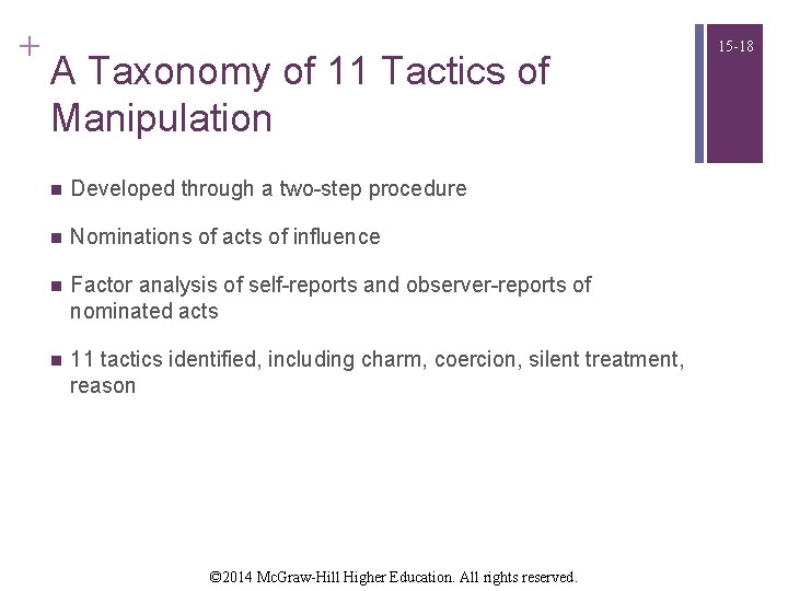 + A Taxonomy of 11 Tactics of Manipulation n Developed through a two-step procedure + A Taxonomy of 11 Tactics of Manipulation n Developed through a two-step procedure