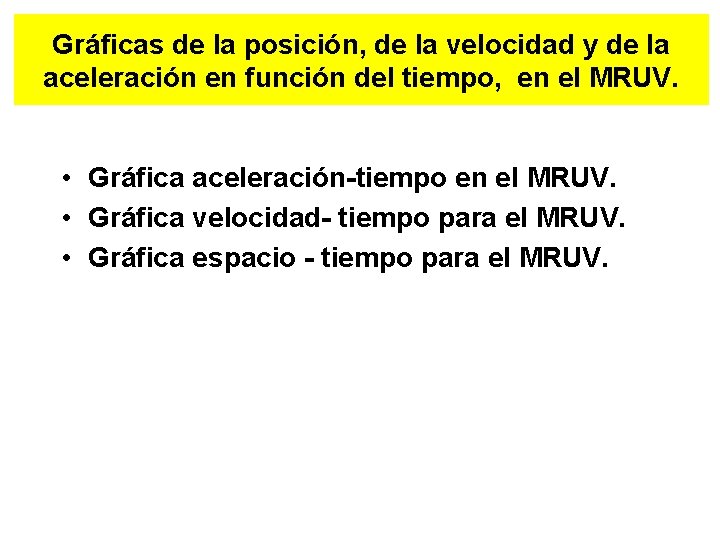 Gráficas de la posición, de la velocidad y de la aceleración en función del