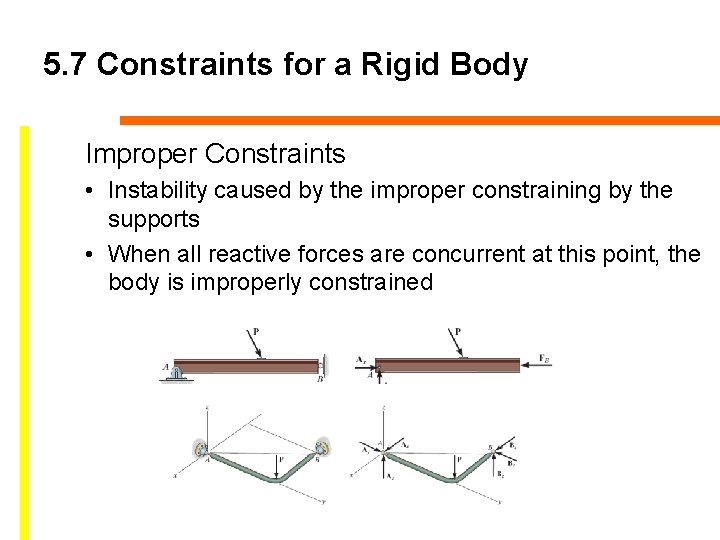 5. 7 Constraints for a Rigid Body Improper Constraints • Instability caused by the